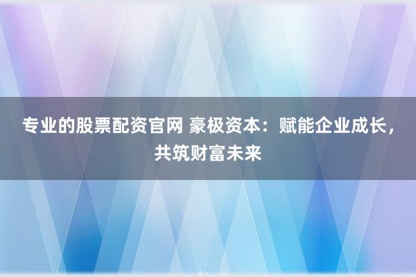 专业的股票配资官网 豪极资本：赋能企业成长，共筑财富未来