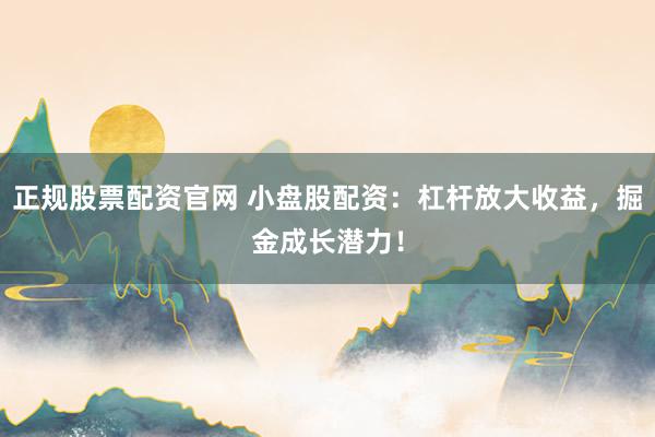 正规股票配资官网 小盘股配资：杠杆放大收益，掘金成长潜力！
