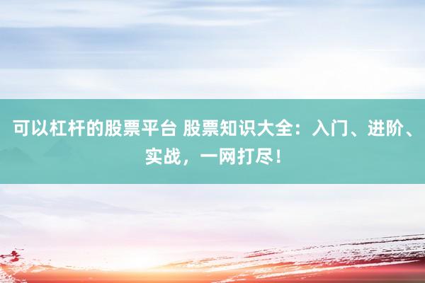 可以杠杆的股票平台 股票知识大全：入门、进阶、实战，一网打尽！