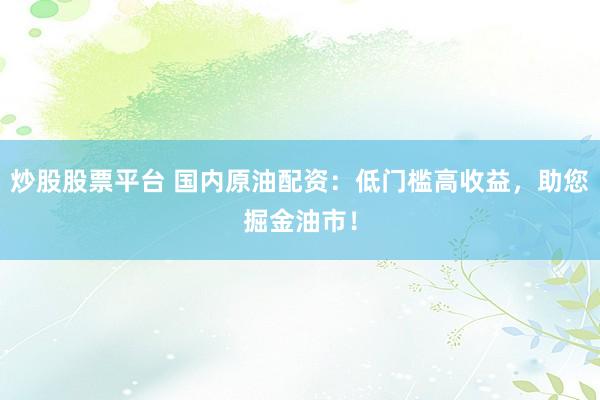 炒股股票平台 国内原油配资：低门槛高收益，助您掘金油市！