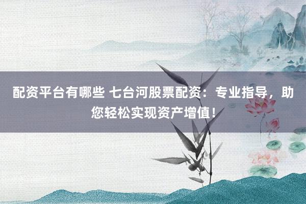配资平台有哪些 七台河股票配资：专业指导，助您轻松实现资产增值！