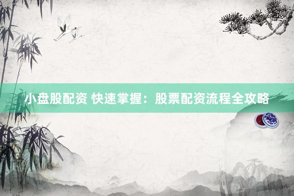 小盘股配资 快速掌握：股票配资流程全攻略
