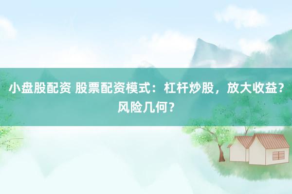 小盘股配资 股票配资模式：杠杆炒股，放大收益？风险几何？