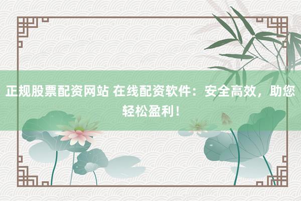 正规股票配资网站 在线配资软件：安全高效，助您轻松盈利！