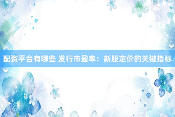 配资平台有哪些 发行市盈率：新股定价的关键指标