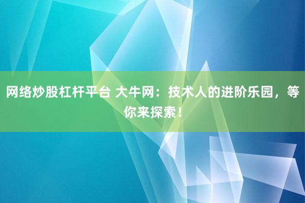 网络炒股杠杆平台 大牛网:技术人的进阶乐园,等你来探索!
