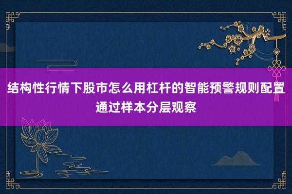结构性行情下股市怎么用杠杆的智能预警规则配置通过样本分层观察