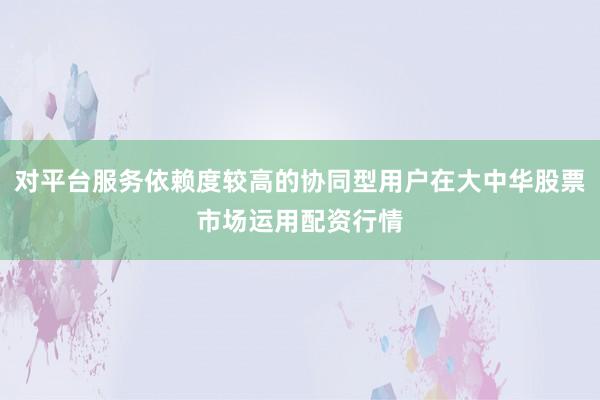 对平台服务依赖度较高的协同型用户在大中华股票市场运用配资行情
