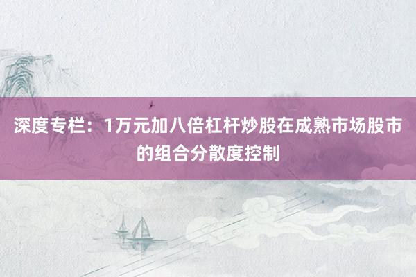深度专栏：1万元加八倍杠杆炒股在成熟市场股市的组合分散度控制