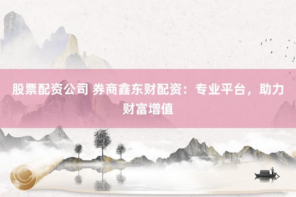 股票配资公司 券商鑫东财配资：专业平台，助力财富增值