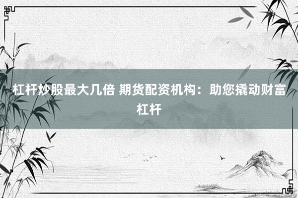 杠杆炒股最大几倍 期货配资机构：助您撬动财富杠杆