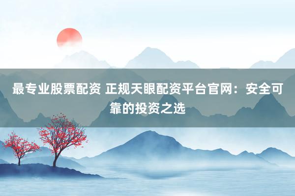 最专业股票配资 正规天眼配资平台官网:安全可靠的投资之选