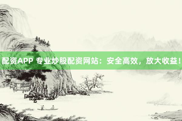 配资APP 专业炒股配资网站：安全高效，放大收益！