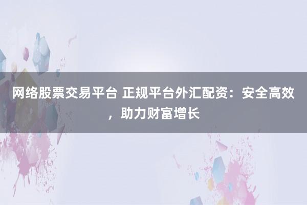 网络股票交易平台 正规平台外汇配资：安全高效，助力财富增长