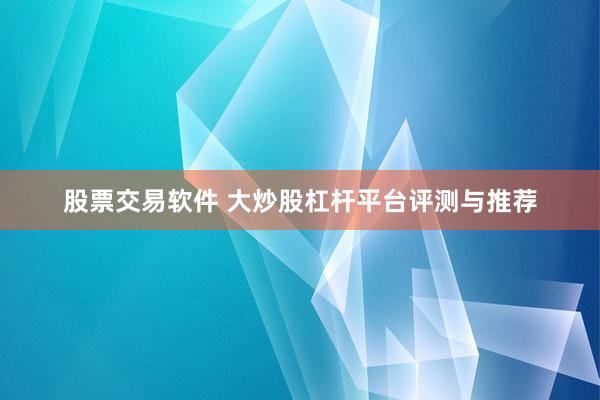 股票交易软件 大炒股杠杆平台评测与推荐